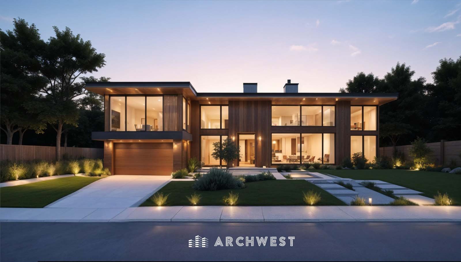 9. 3D Render of Modern house with large windows, Malibu, California